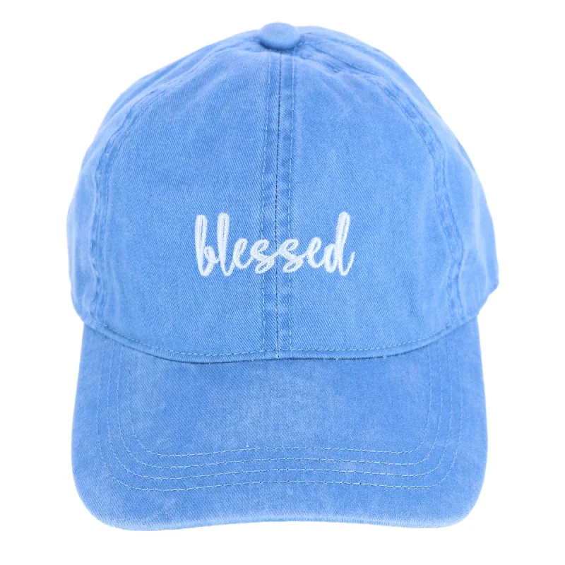 Baseball caps coastal-Baseball caps coastal-Baseball Caps for Sunny Fields-Women's Blessed Embroidered Denim Baseball Cap Hat