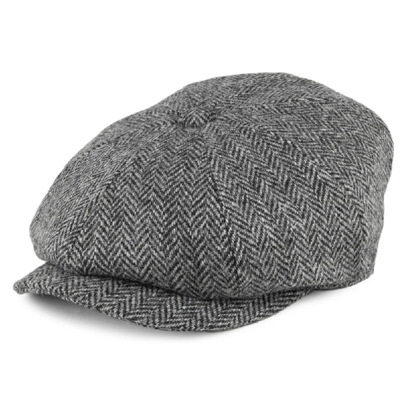 Beanies & headbands for hobbyists-Harris Tweed Castlebay Newsboy Cap - Black-Grey