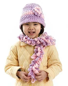 Beanies & headbands for shower favors-Girls Hat and Boa Scarf Pattern (Crochet)