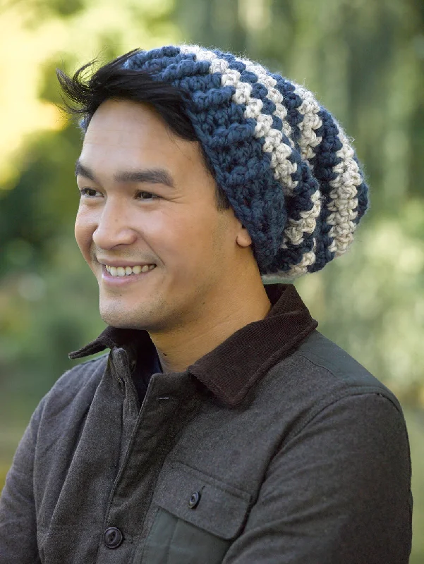 Beanies & headbands for real wear-Slouchy Stripe Hat Pattern (Crochet) - Version 4