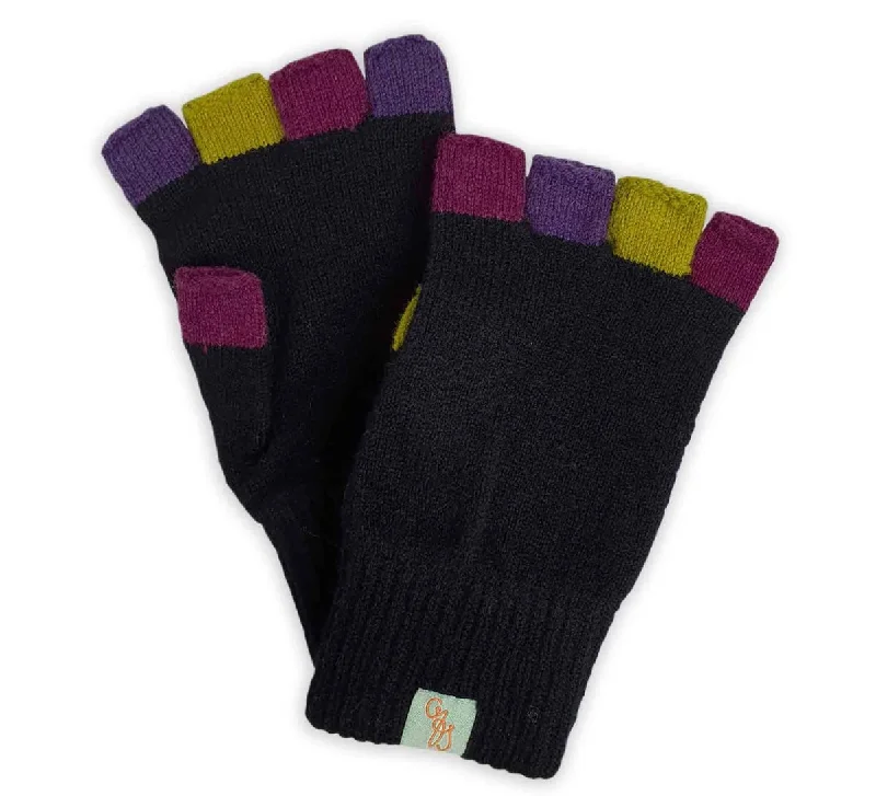 Wool hats for skiing trips-Fabulous Fagins - Fingerless Gloves - Lambswool - Black