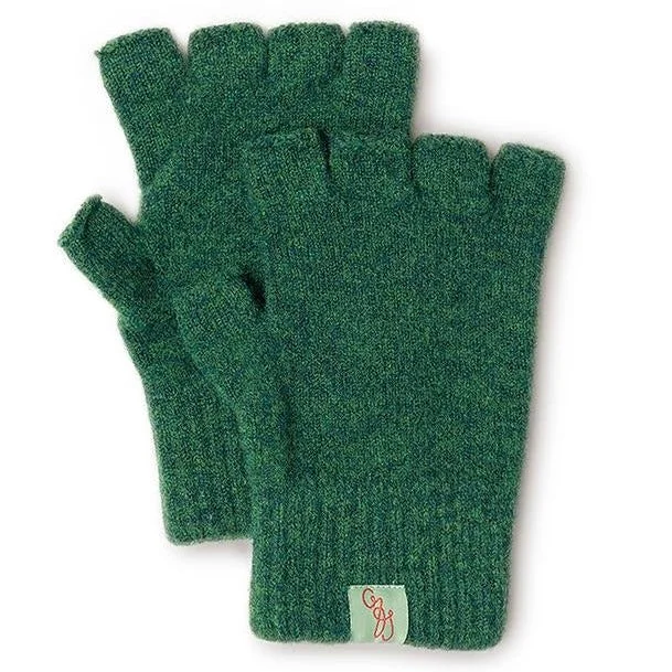 Wool hats for backpacking-Fagins Fingerless Gloves Lambswool Cossack Green - Last Pair!