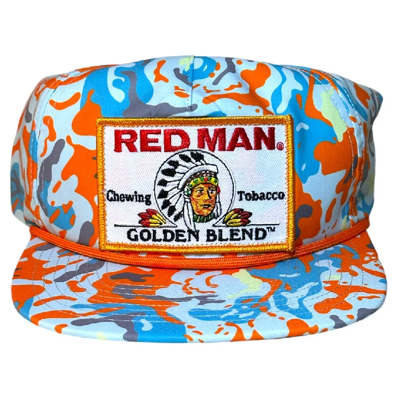 Beanies & headbands for season swaps-Golden Red Man Retro Camo Patch Hat