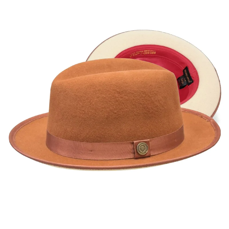 Wool hats for pet outings-Bruno Capelo Princeton Color Bottom Center Dent Wool Fedora