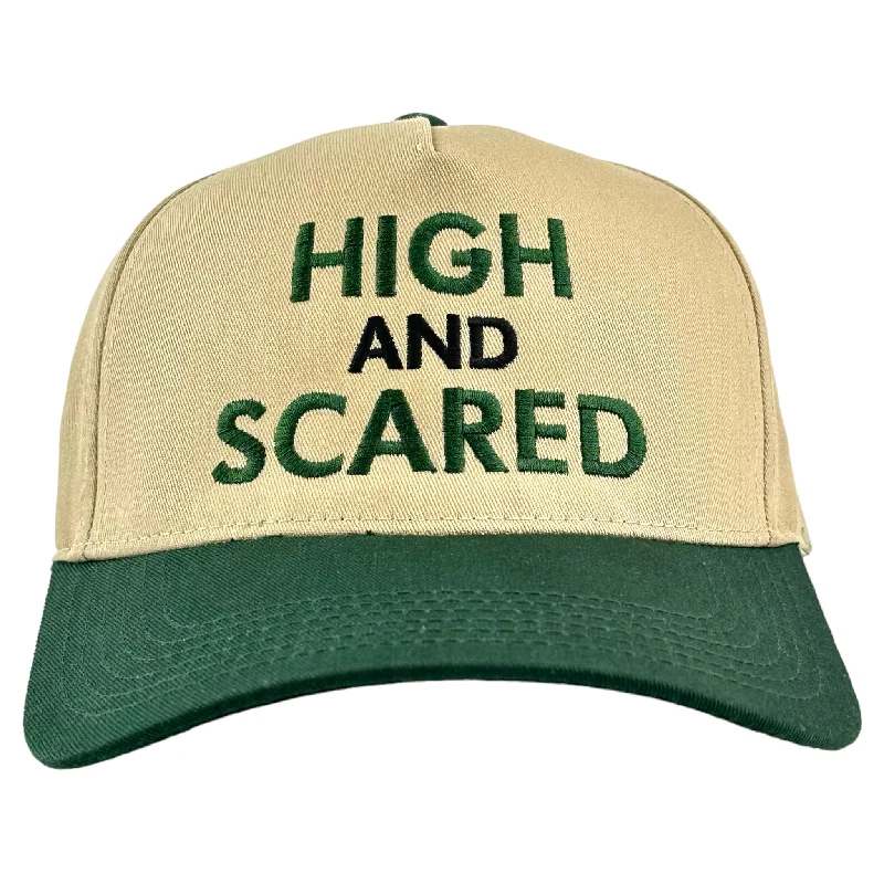 Beanies & headbands for photo shoots-HIGH AND SCARED HAT Custom Embroidered