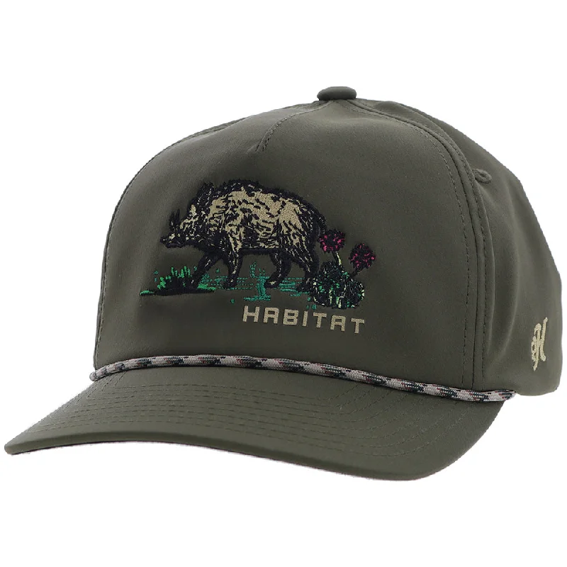 Beanies & headbands for outdoor tasks-"Habitat" Hat Olive w/Multi Color Hog Logo