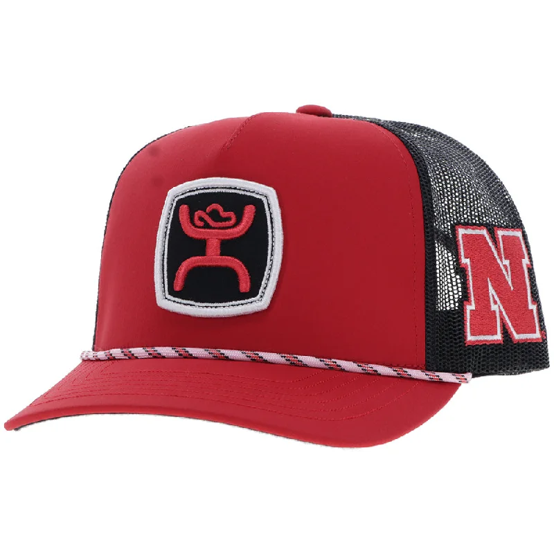 Beanies & headbands for self flair-University Of Nebraska Hat Red/Black w/Hooey Patch