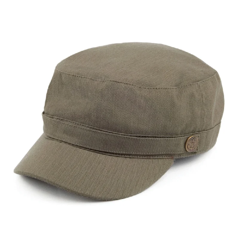 Beanies & headbands for straight styles-Herringbone Army Cap Olive Wholesale Pack