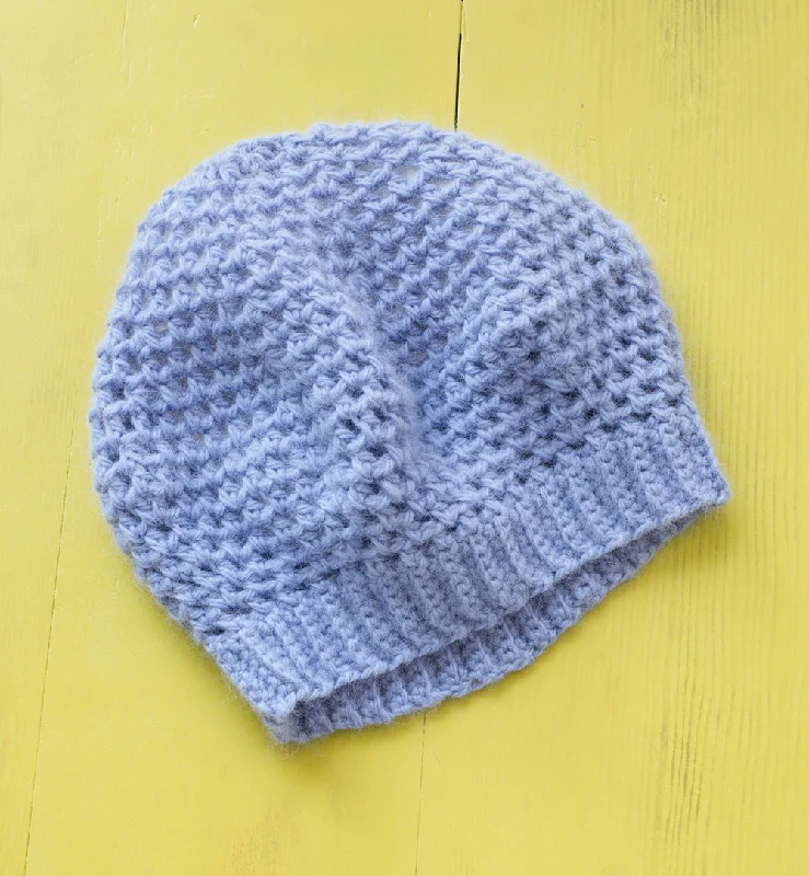 Beanies & headbands for blue hues-Angora Tam (Crochet) - Version 1