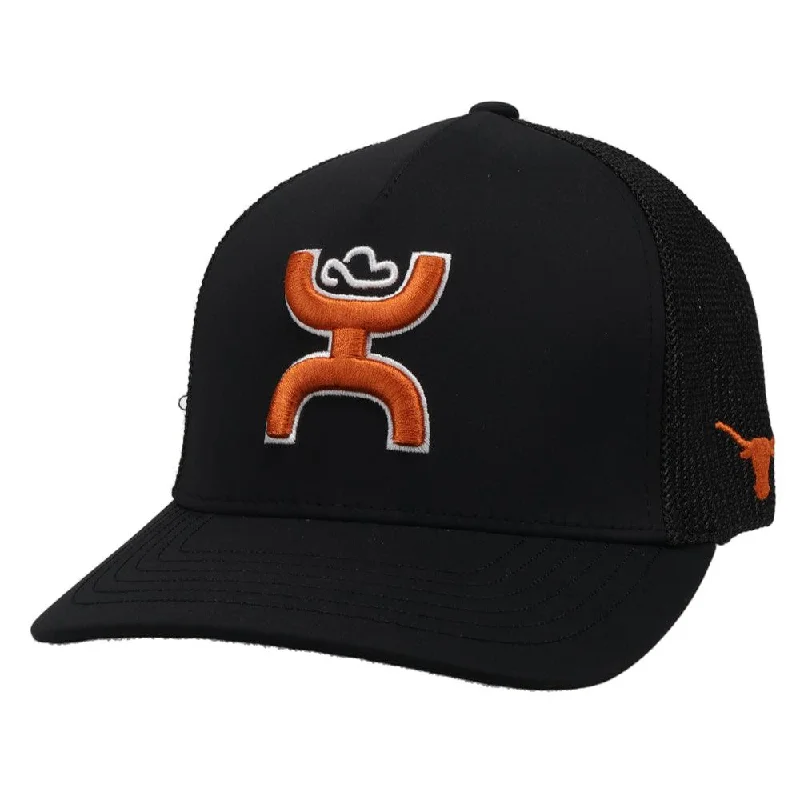 Beanies & headbands for poolside-University of Texas Hat Black w/ Hooey Logo (Orange/White)