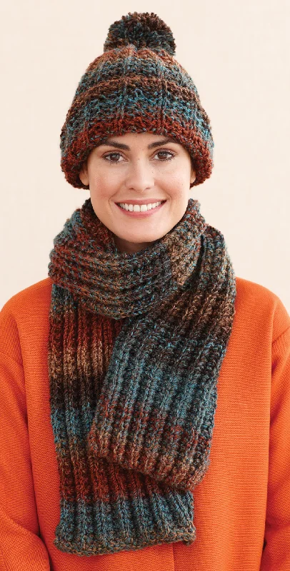 Beanies & headbands for all uses-Rustic Ribbed Hat and Scarf Pattern (Knit) - Version 4