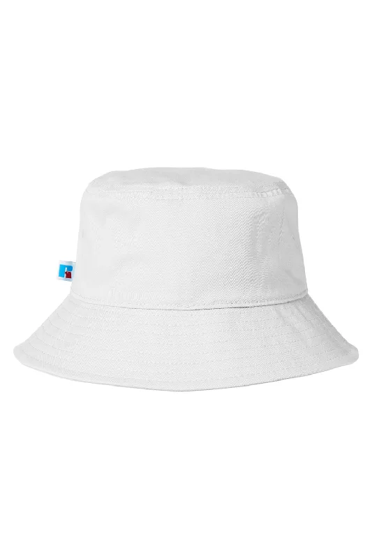 Bucket hats upcycled-Wool hats for pet runs-Russell Athletic Mens Core Bucket Hat - White