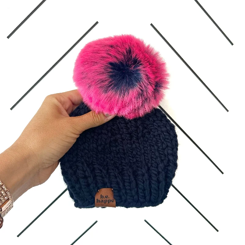 Beanies & headbands for dust shields-0-3 month Baby Knit Pom Hat | Navy Blue