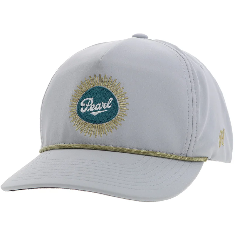 Beanies & headbands for spring vibes-"Pearl" Hat Grey w/ Teal & Mustard Logo