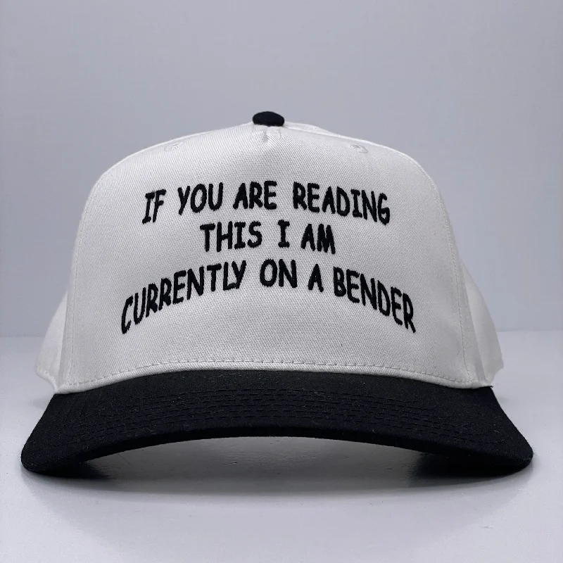 Beanies & headbands for zen moments-If You Are Reading This I Am Currently On A Bender custom embroidered black/white SnapBack