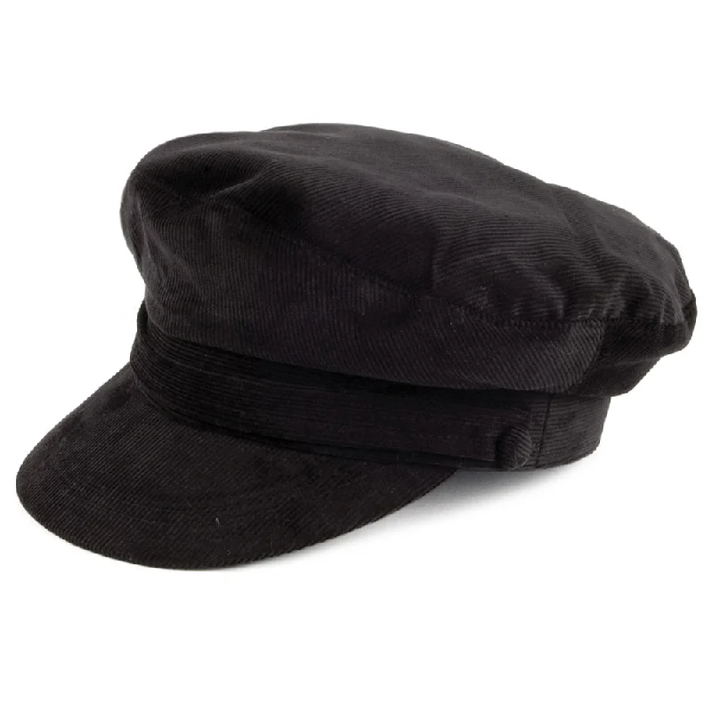 Beanies & headbands for ring styles-Corduroy Fiddler Cap Black Wholesale Pack