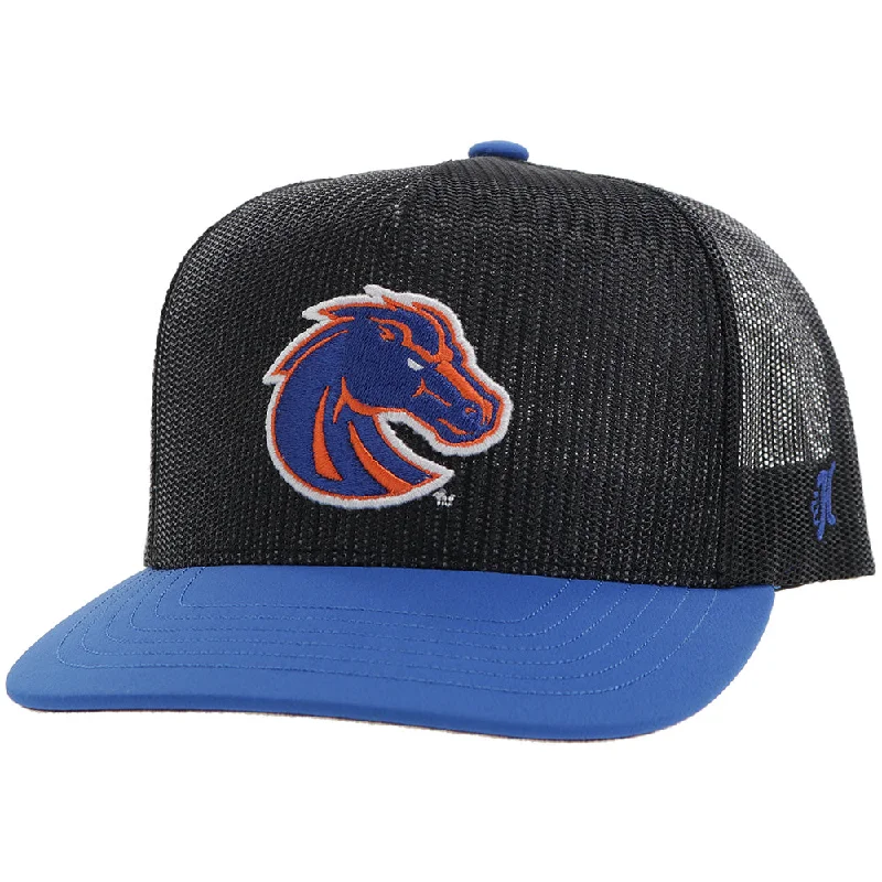 Beanies & headbands for trend hits-Boise State University Black w/Blue & Orange Bronco Logo