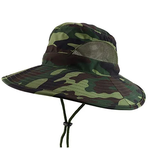 Bucket hats hip hop-Wool hats monogrammed-Wide Brim Mesh Bucket Hat - Camo