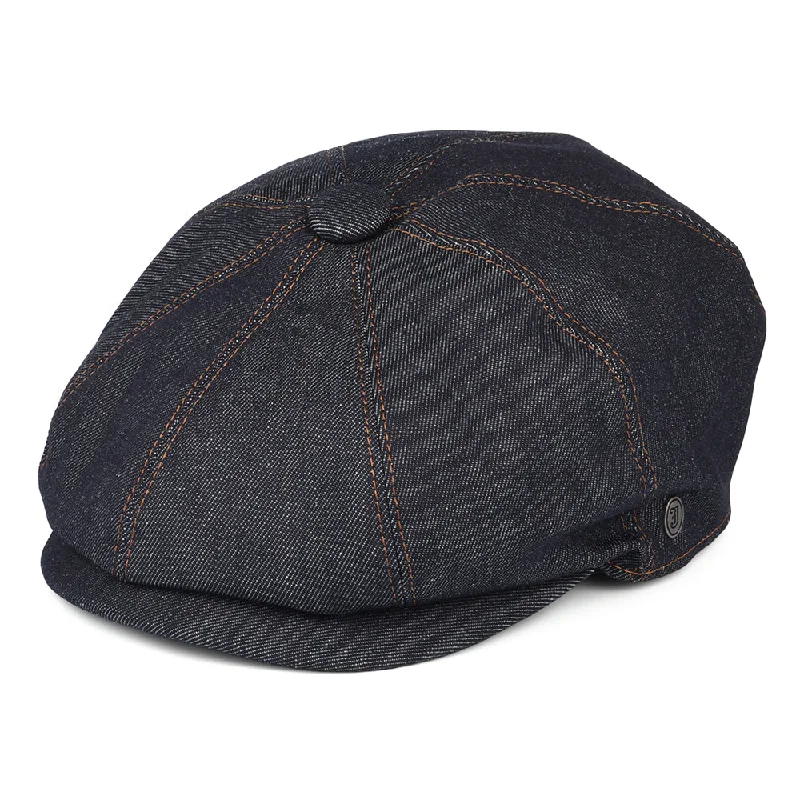 Beanies & headbands for travel bags-Denim Newsboy Cap - Dark Blue