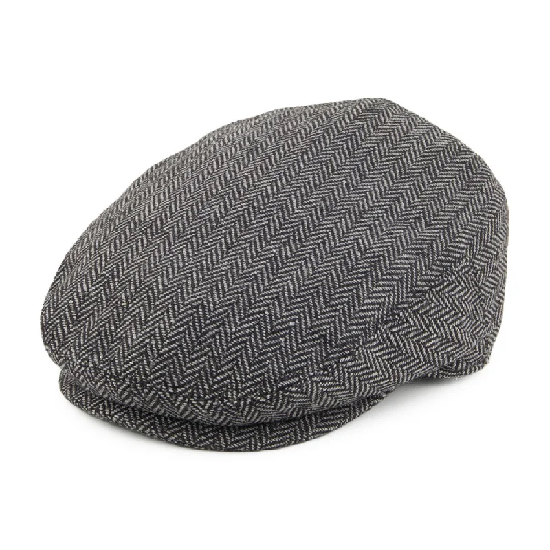 Beanies & headbands for bamboo softness-Kids Herringbone Flat Cap - Grey