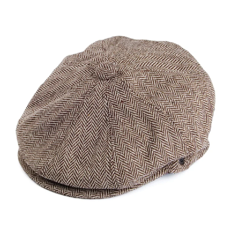 Beanies & headbands for breezy days-Herringbone Newsboy Cap - Brown