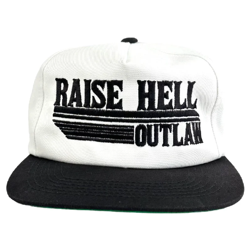 Beanies & headbands for hand clean-Raise Hell Outlaw Black/white snapback custom embroidered