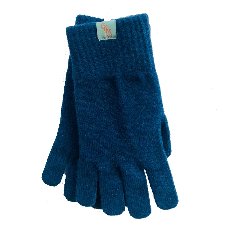 Wool hats for teachers-Full Finger Gloves - Lambswool - Diesel Blue