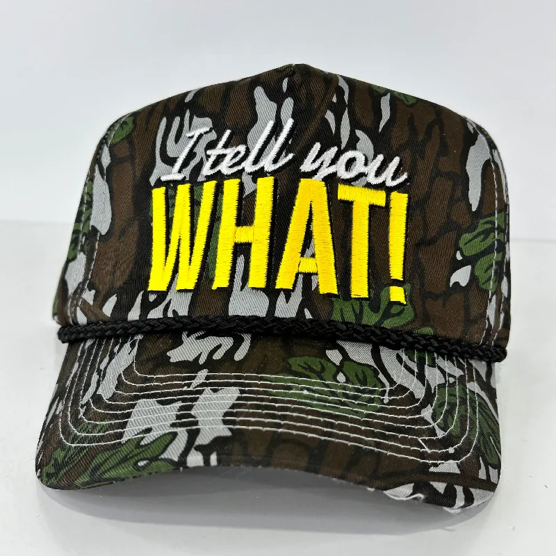 Beanies & headbands for true self-I TELL YOU WHAT on Vintage CAMO ROPE SNAPBACK CAP FUNNY HAT CUSTOM EMBROIDERED COLLAB Justin Stagner