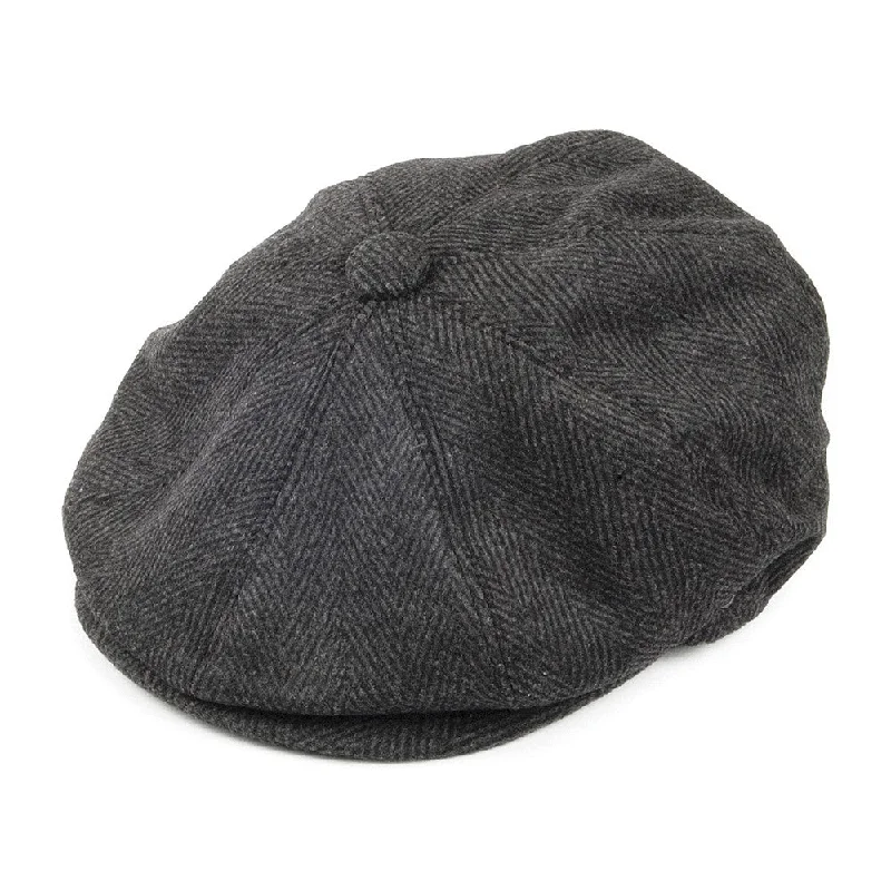 Beanies & headbands for quick trips-Herringbone Newsboy Cap Charcoal Wholesale Pack