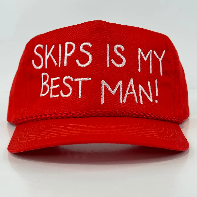 Beanies & headbands for sneaker fits-SKIPS IS MY BEST MAN Red Rope SnapBack Adjustable Cap Hat Custom Embroidered Collab Potent Frog