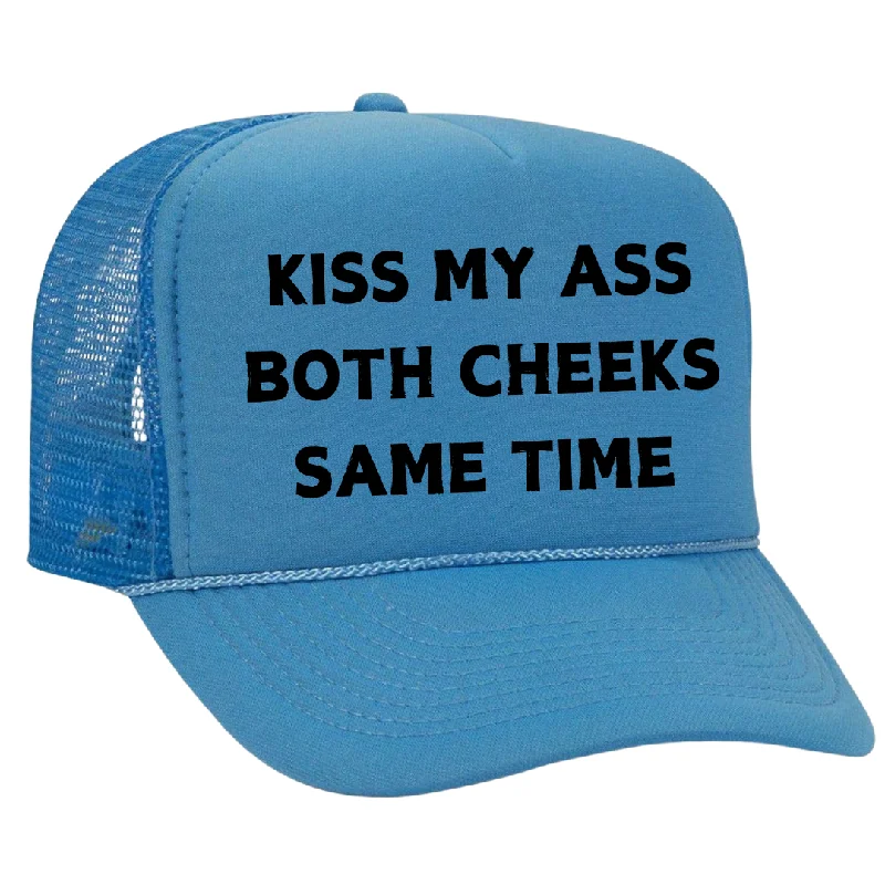 Beanies & headbands for cotton blends-Kiss My Butt Trucker Hat Custom Printed