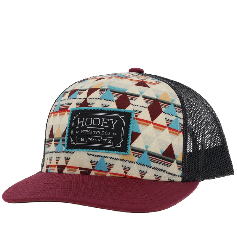 Beanies & headbands for expo swag-Youth "Horizon" Hat Cream Pattern /Charcoal w/Black & Turquoise Patch