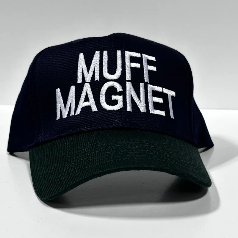 Beanies & headbands for hair flair-Muff Magnet Vintage Blue Green Strapback Hat Cap Custom Embroidery