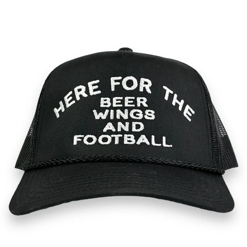 Beanies & headbands for go-to wears-Here For The Beer Wing’s and Football Hat Custom Embroidery