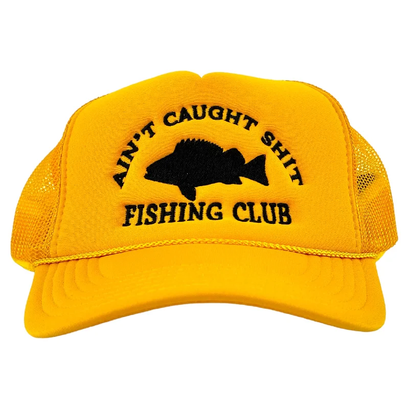 Beanies & headbands for wool knits-AIN’T CAUGHT SHIT FISHING CLUB Trucker MeshHAT Custom Embroidered