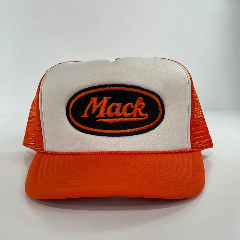 Beanies & headbands for adventure seekers-Mack Trucks Custom Embroidered Orange Mesh SnapBack cap Hat