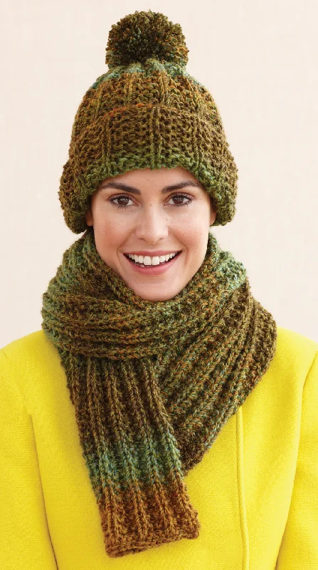 Beanies & headbands for warm hugs-Rustic Ribbed Hat and Scarf Pattern (Knit) - Version 7