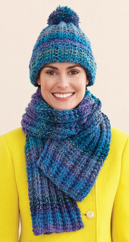 Beanies & headbands for own voice-Rustic Ribbed Hat and Scarf Pattern (Knit) - Version 2