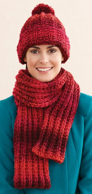 Beanies & headbands for cute adds-Rustic Ribbed Hat and Scarf Pattern (Knit) - Version 5