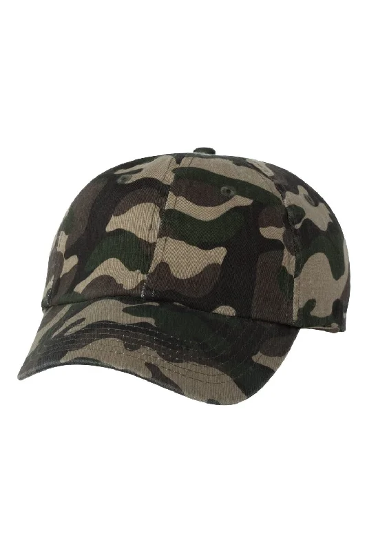 Mens hats for damp paths-Mens hats with arch design-Valucap Mens Adult Bio-Washed Classic Adjustable Dad Hat - Green Camo