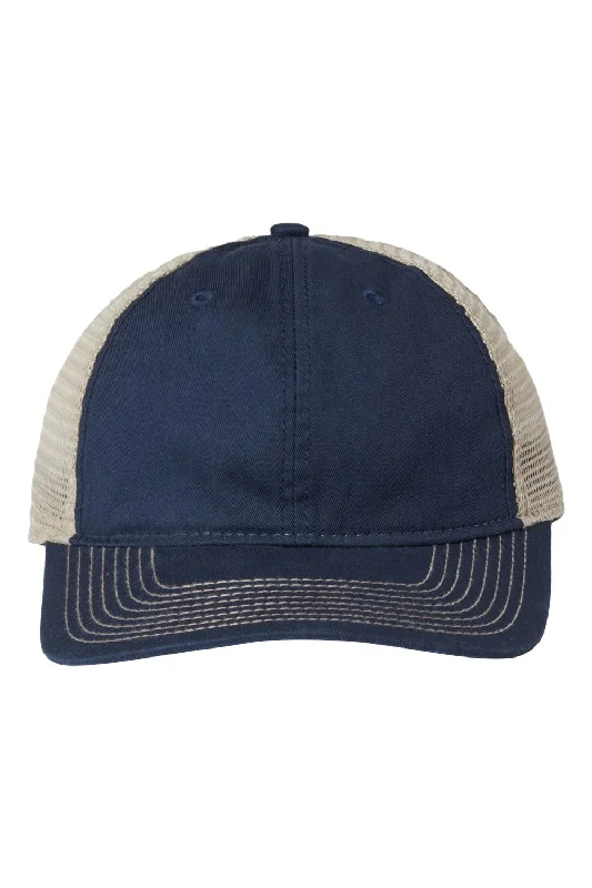 Mens hats with ripstop fabric-Mens hats for hip hop style-The Game Mens Soft Snapback Trucker Hat - Navy Blue/Khaki