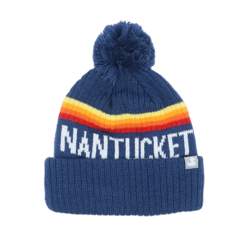 Beanies & headbands for every mood-2024 Adams: Nantucket Winter Hat (Navy with Stripes)