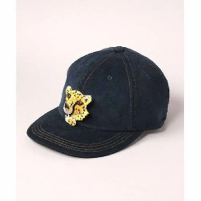 Baseball caps training-Baseball caps training-Baseball Caps with Satin Lining-Woven Baseball Hat With Cheetah Patch In Navy