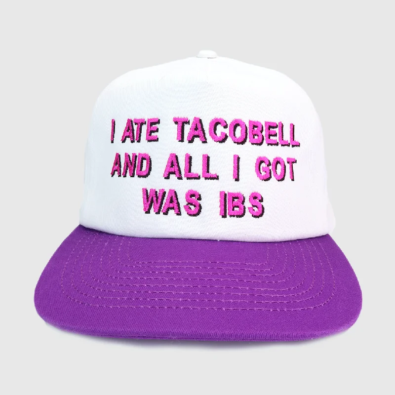 Beanies & headbands for yearly picks-I Ate Taco Bell And All I Got Was IBS Purple Brim SnapBack Cap Hat Custom Embroidery