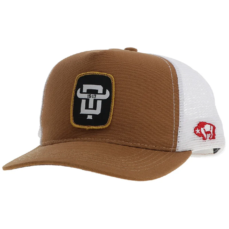 Beanies & headbands for island vibes-Dusty Tuckness American Made Tan/White Hat w/DT Patch