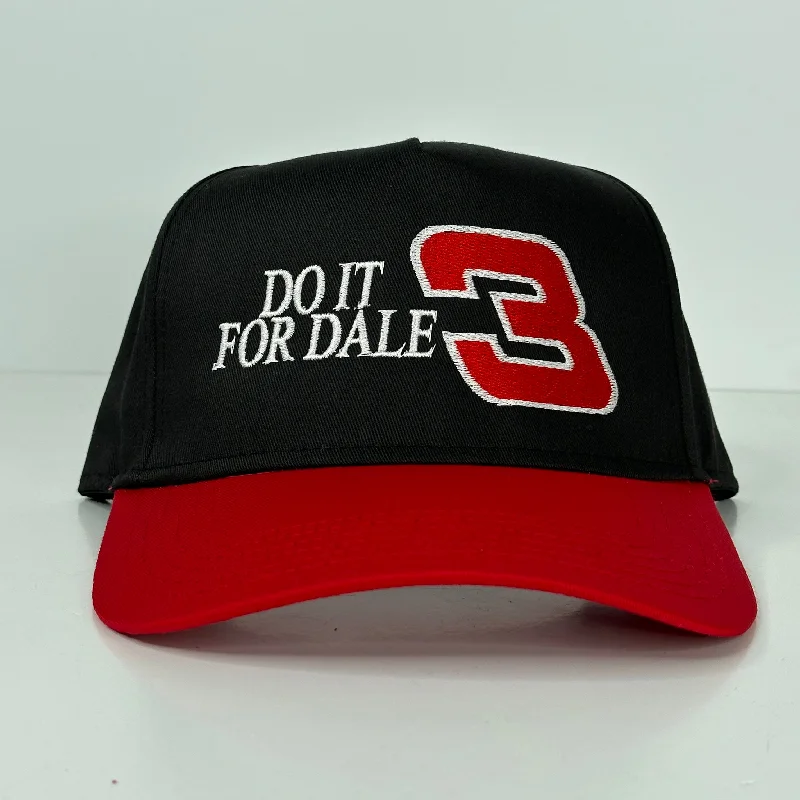 Beanies & headbands for back ups-Do it for Dale on a black crown red brim SnapBack Hat Cap Custom embroidery