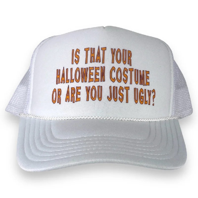 Beanies & headbands for duo styles-Is that your Halloween costume or are you just ugly custom printed mesh trucker white SnapBack