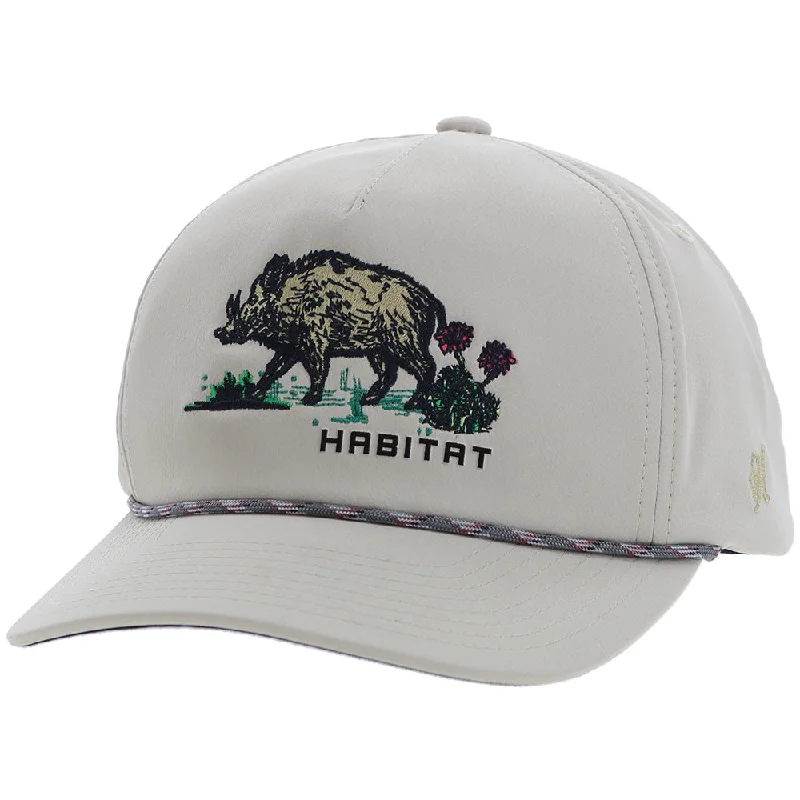 Beanies & headbands for icy climates-"Habitat" Hat Tan w/Multi Color Hog Logo