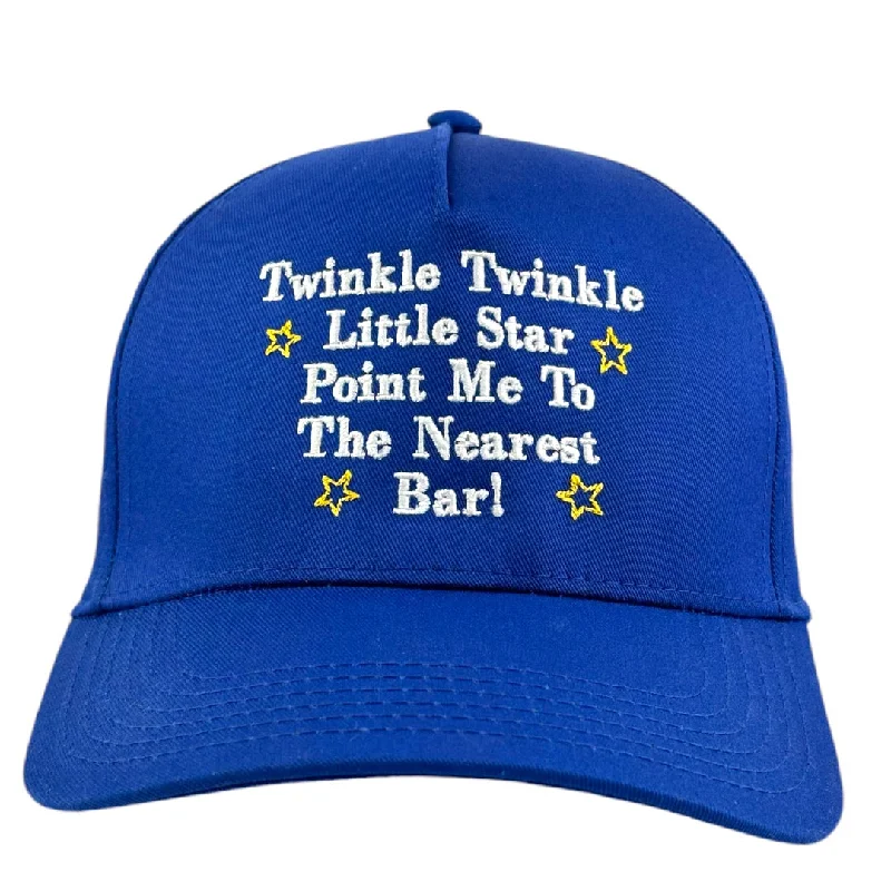 Beanies & headbands for new vibes-Twinkle Twinkle Little Star Point Me To The Nearest Bar Embroidered Hat