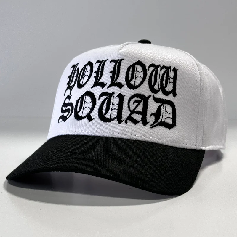 Beanies & headbands for team pride-OFFICIAL HOLLOW SQUAD Xavier Wulf COLLAB White Crown Black Brim SnapBack Cap Hat Custom Embroidered